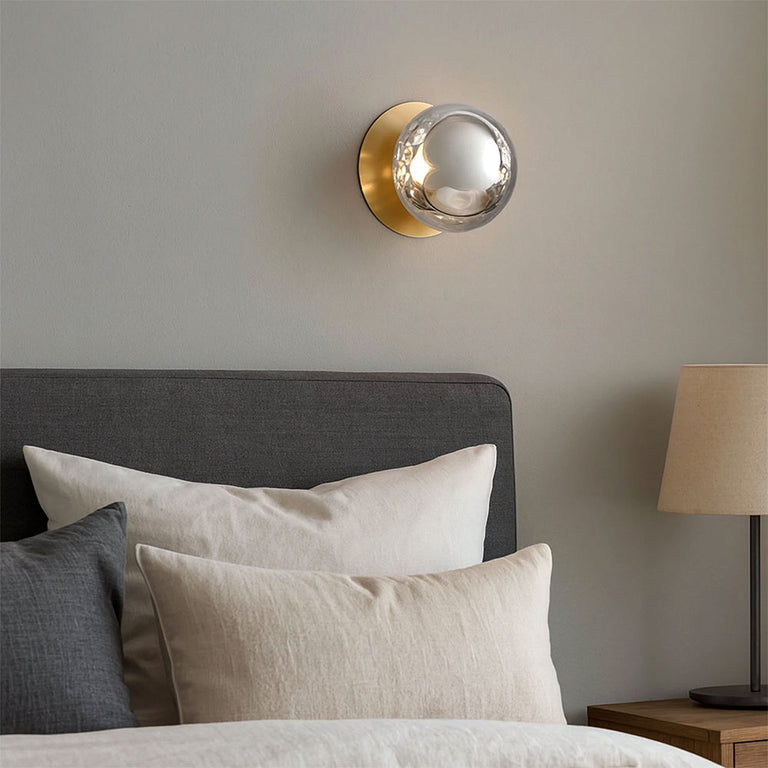 Odessa Molten Ripple Glass LED Wall Light With Brass Base Small / Warm White - LM002WL015