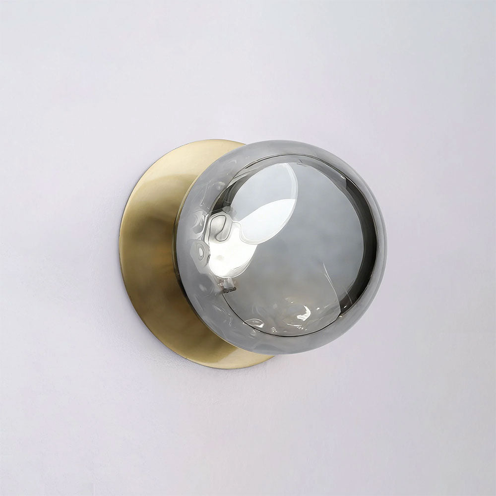 Odessa Molten Ripple Glass LED Wall Light With Brass Base Small / Warm White - LM002WL015