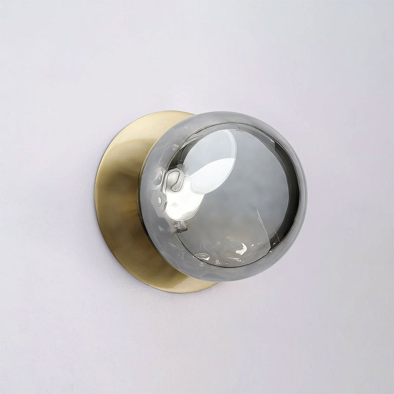Odessa Molten Ripple Glass LED Wall Light With Brass Base Small / Warm White - LM002WL015