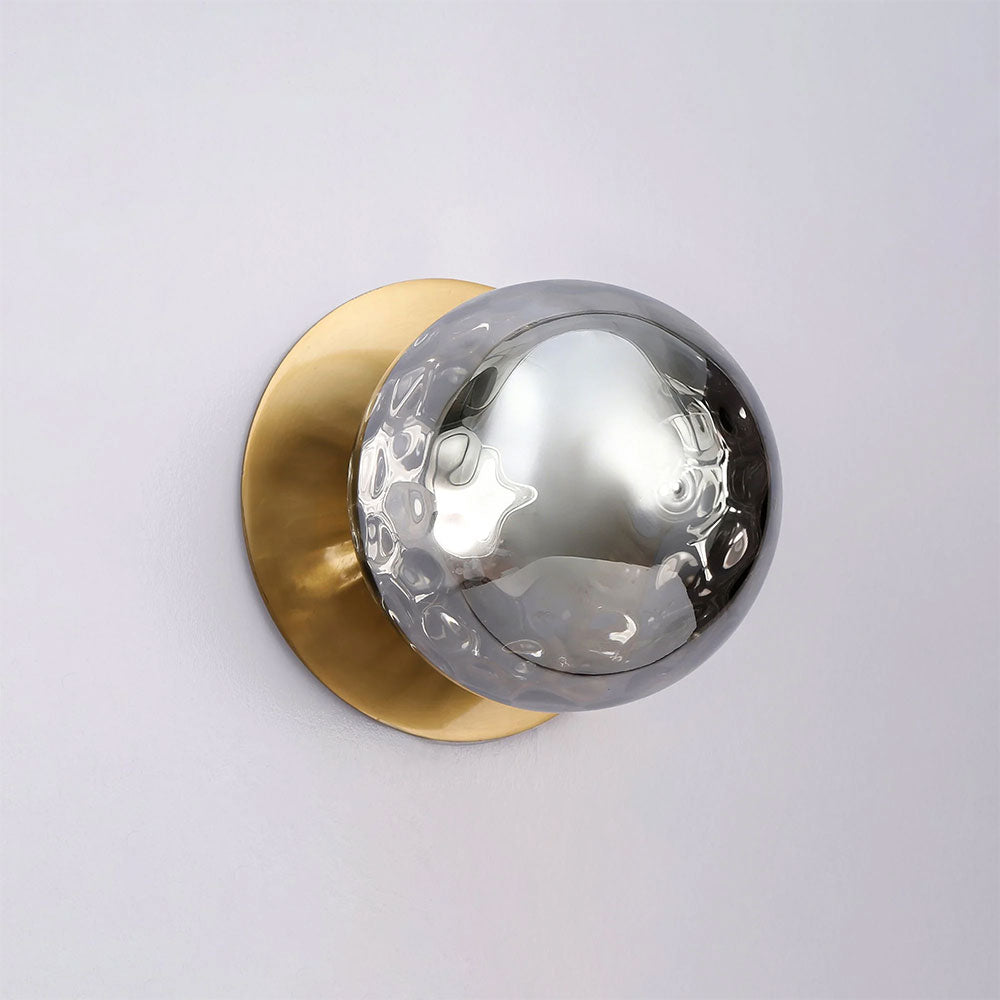 Odessa Molten Ripple Glass LED Wall Light With Brass Base Small / Warm White - LM002WL015