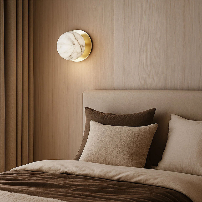 Odessa Marble Opal Glass LED Wall Light With Gold Base Small / Cool White - LM002WL058