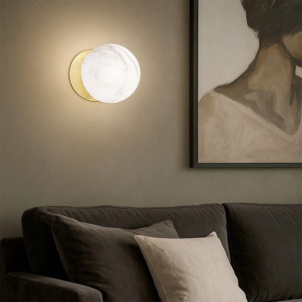 Odessa Marble Opal Glass LED Wall Light With Gold Base Small / Cool White - LM002WL058