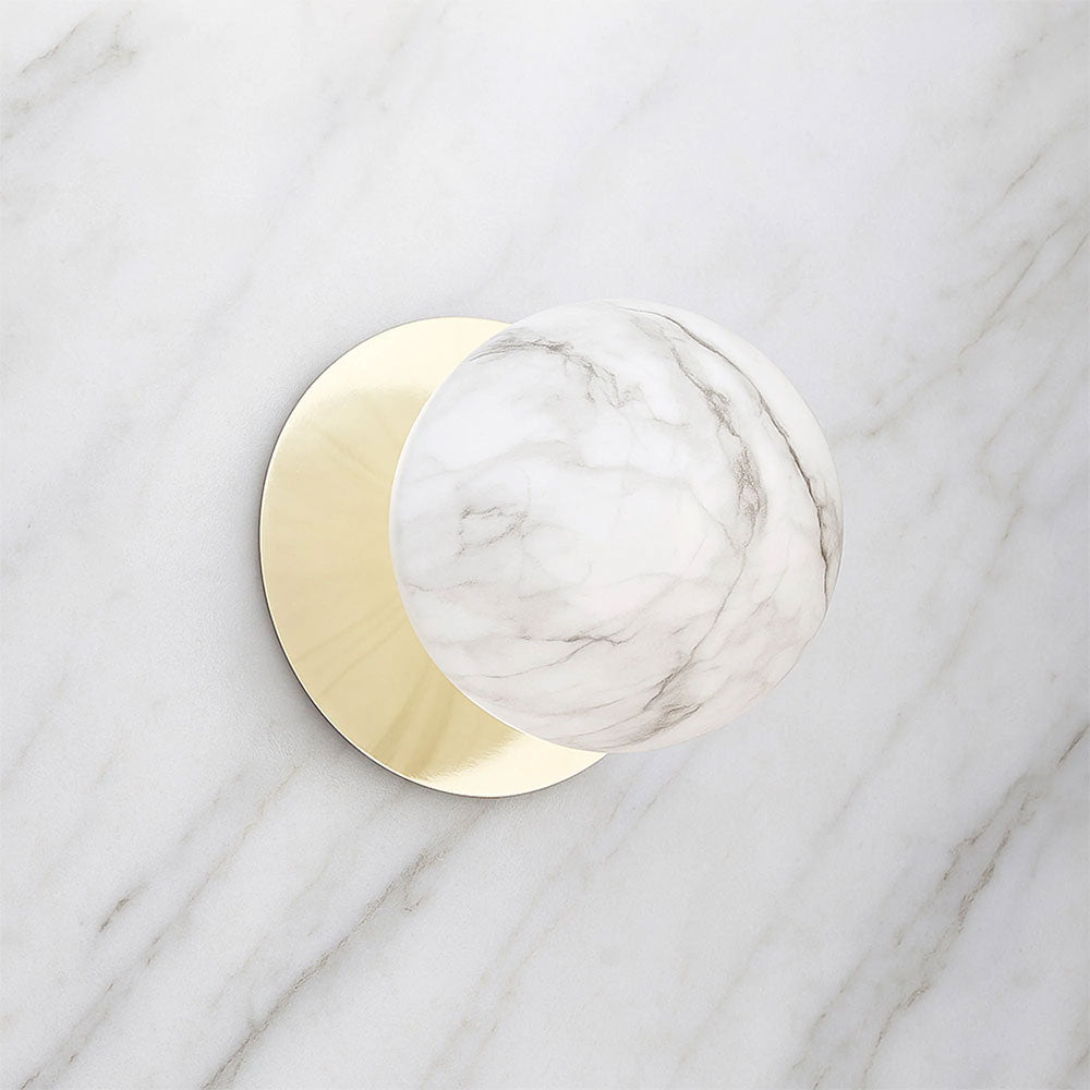 Odessa Marble Opal Glass LED Wall Light With Gold Base Small / Cool White - LM002WL058
