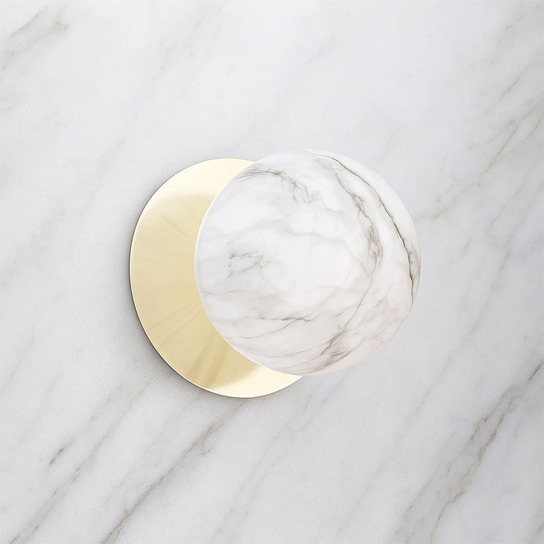 Odessa Marble Opal Glass LED Wall Light With Gold Base Small / Cool White - LM002WL058