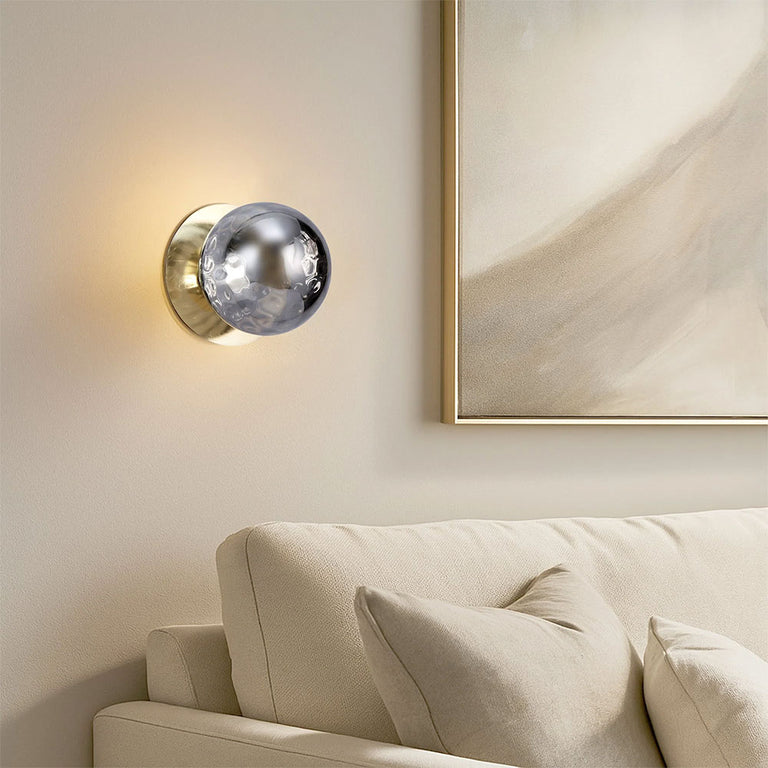 Odessa Molten Ripple Glass LED Wall Light With Gold Base Small / Cool White - LM002WL059