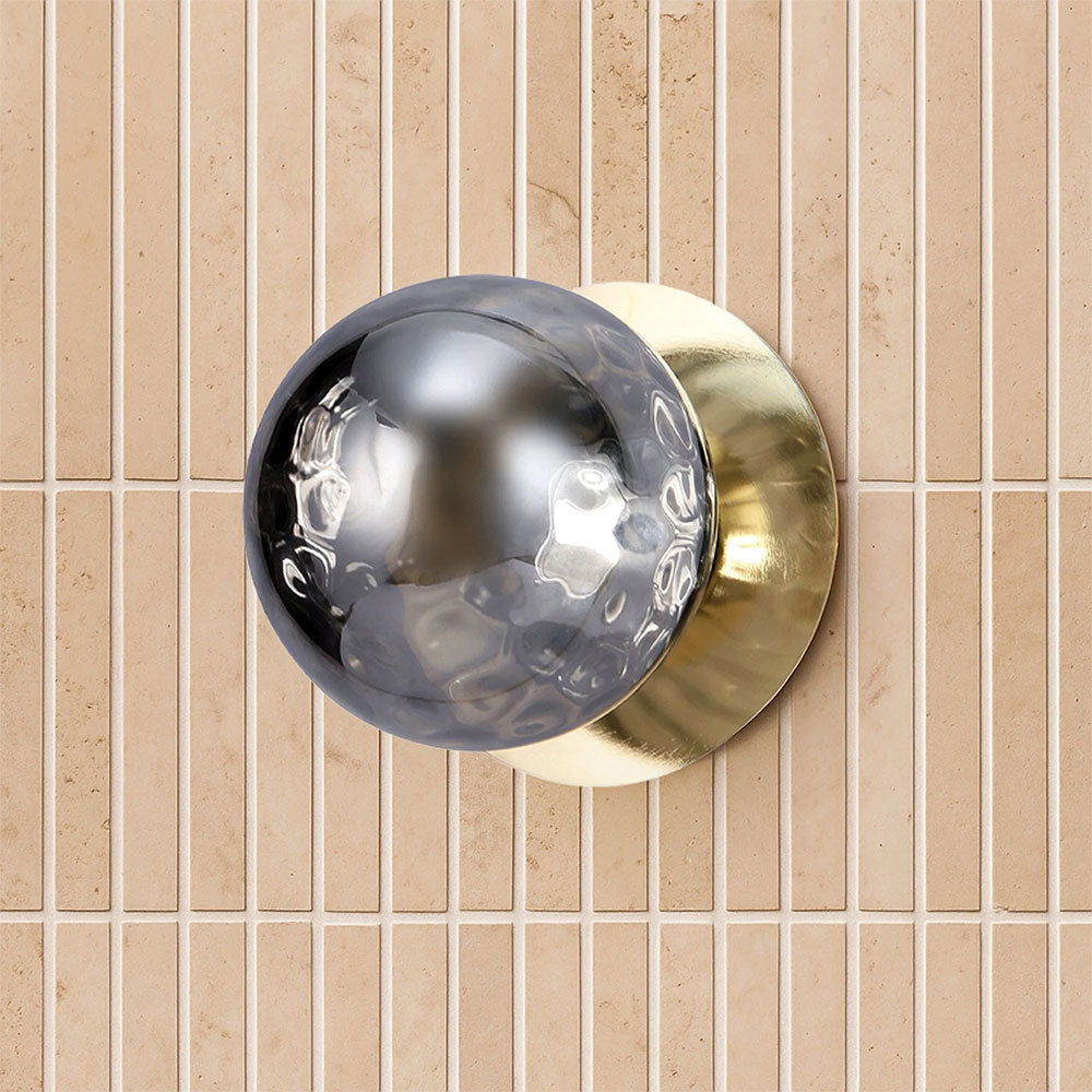 Odessa Molten Ripple Glass LED Wall Light With Gold Base Small / Warm White - LM002WL019