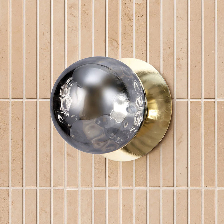 Odessa Molten Ripple Glass LED Wall Light With Gold Base Small / Warm White - LM002WL019