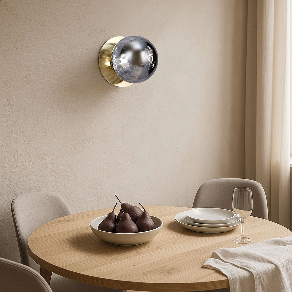 Odessa Molten Ripple Glass LED Wall Light With Gold Base Small / Warm White - LM002WL019