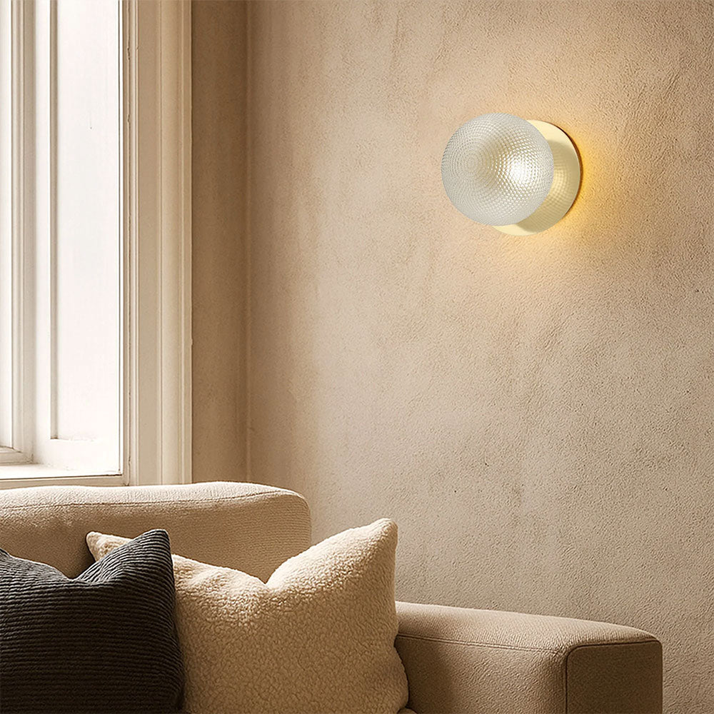 Odessa Diamond Cut Glass LED Wall Light With Gold Base Small / Warm White - LM002WL020