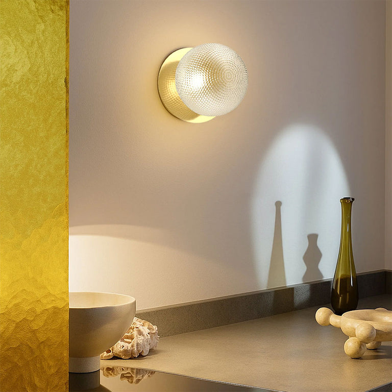 Odessa Diamond Cut Glass LED Wall Light With Gold Base Small / Warm White - LM002WL020