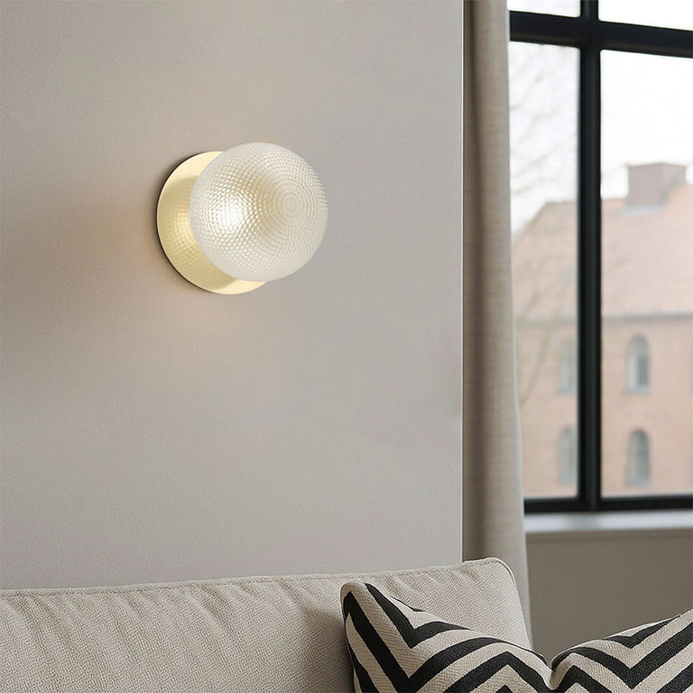Odessa Diamond Cut Glass LED Wall Light With Gold Base Small / Warm White - LM002WL020