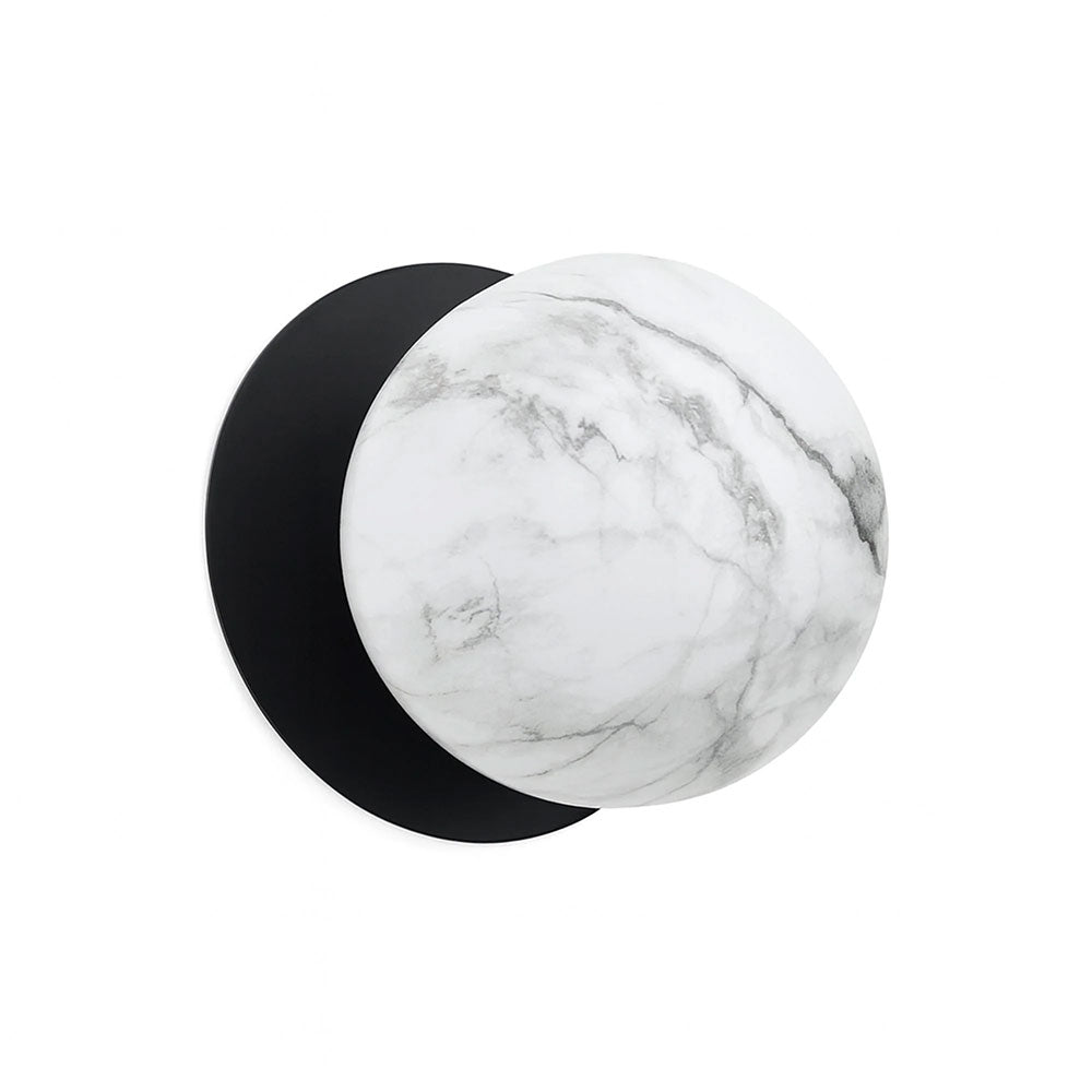Odessa Marble Opal Glass LED Wall Light With Black Base Large / Cool White - LM002WL062