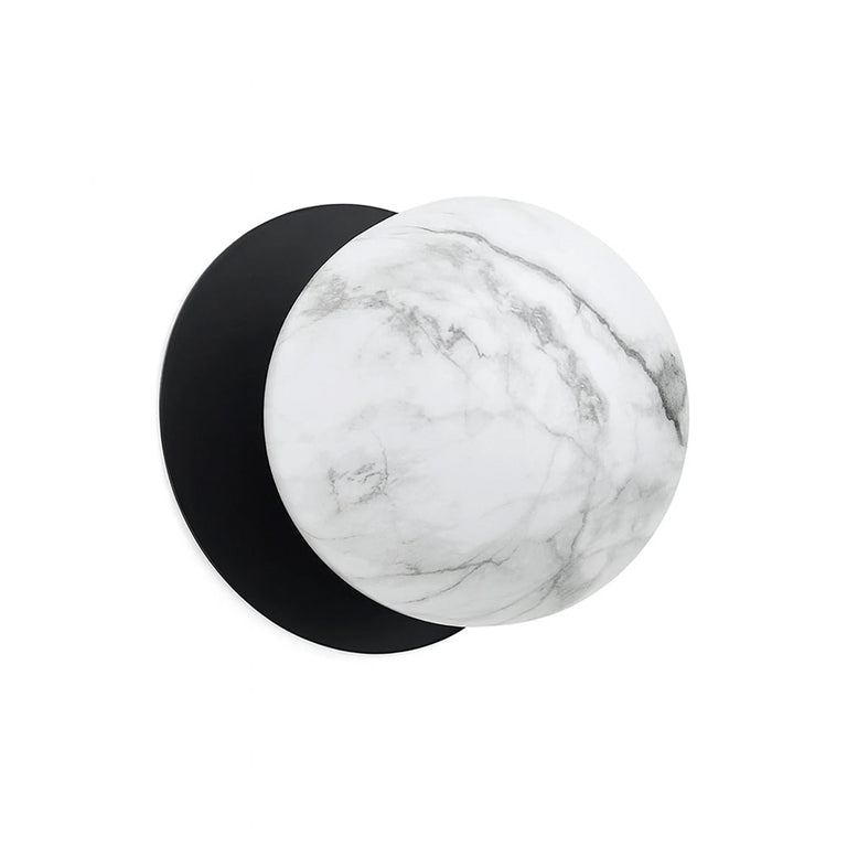 Odessa Marble Opal Glass LED Wall Light With Black Base Large / Cool White - LM002WL062