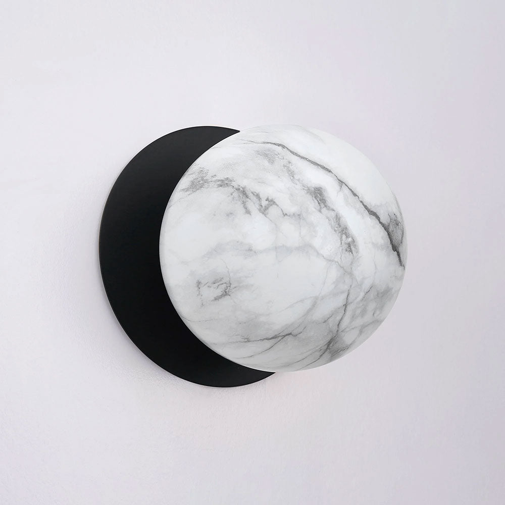 Odessa Marble Opal Glass LED Wall Light With Black Base Large / Cool White - LM002WL062