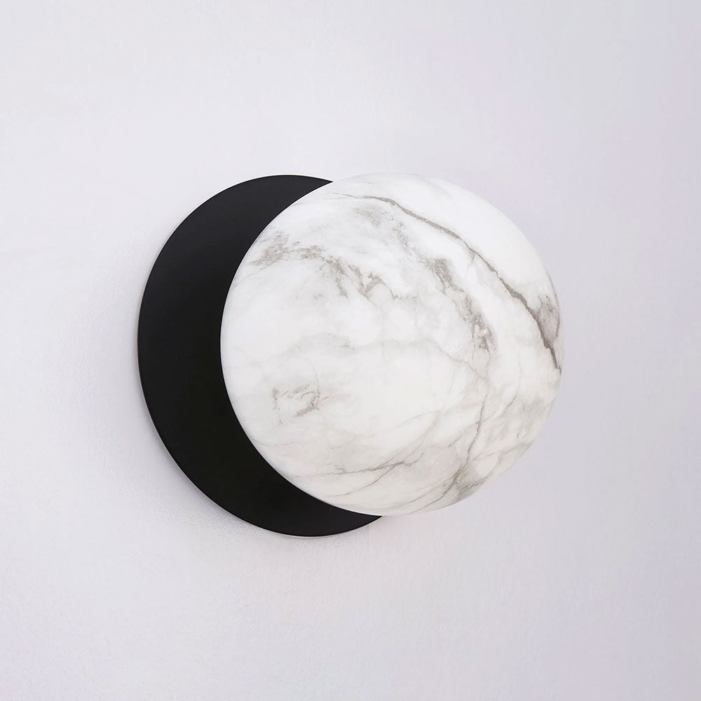 Odessa Marble Opal Glass LED Wall Light With Black Base Large / Cool White - LM002WL062