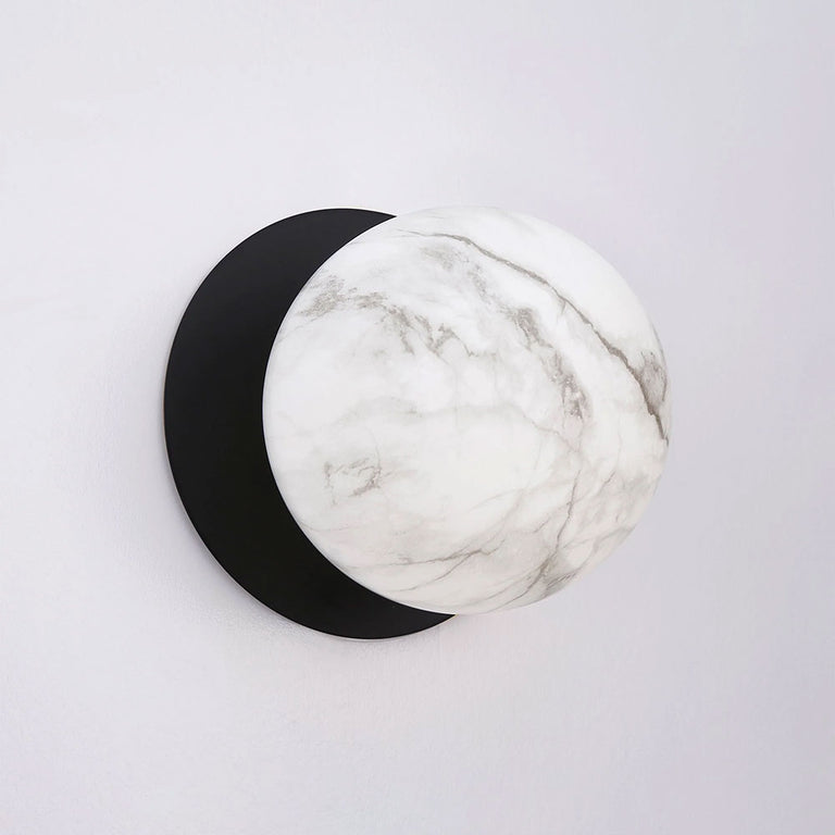 Odessa Marble Opal Glass LED Wall Light With Black Base Large / Cool White - LM002WL062