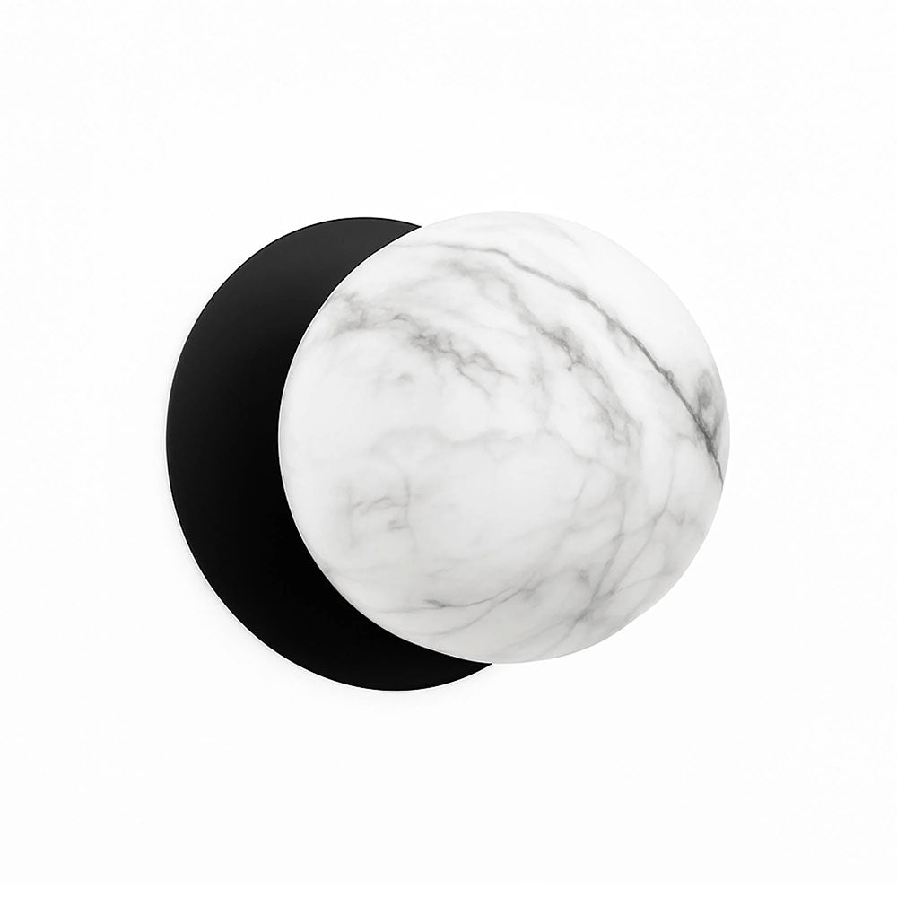 Odessa Marble Opal Glass LED Wall Light With Black Base Large / Cool White - LM002WL062