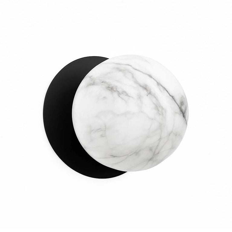 Odessa Marble Opal Glass LED Wall Light With Black Base Large / Cool White - LM002WL062