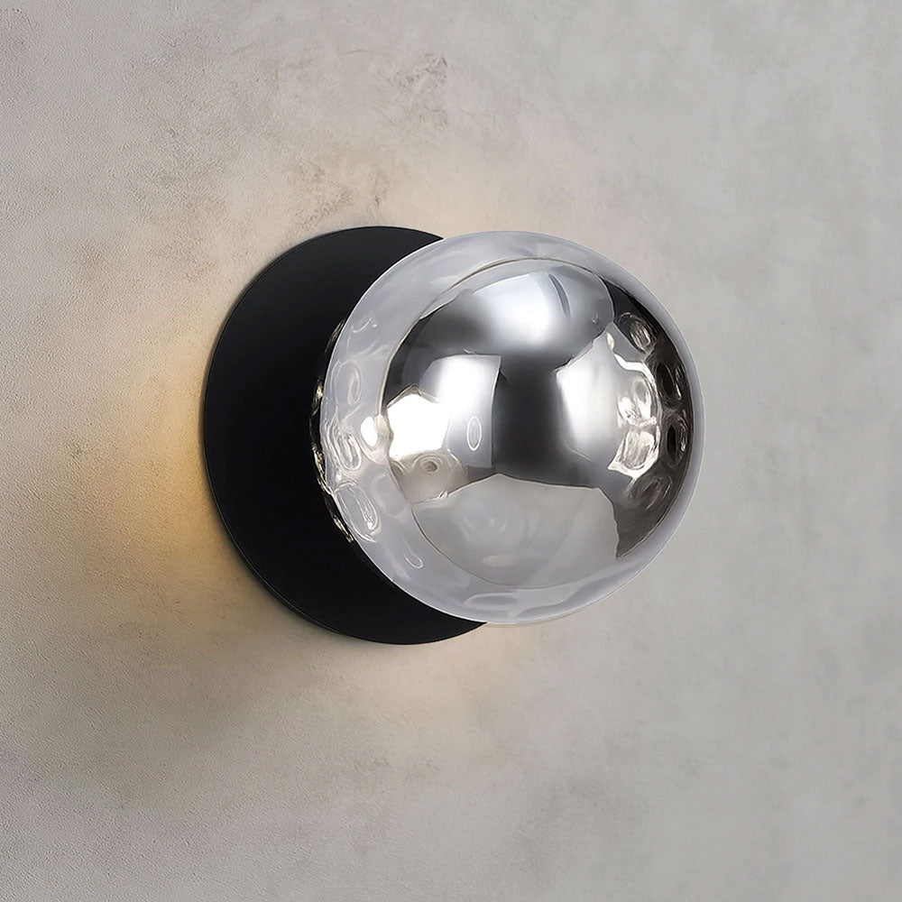 Odessa Molten Ripple Glass LED Wall Light With Black Base Large / Warm White - LM002WL023