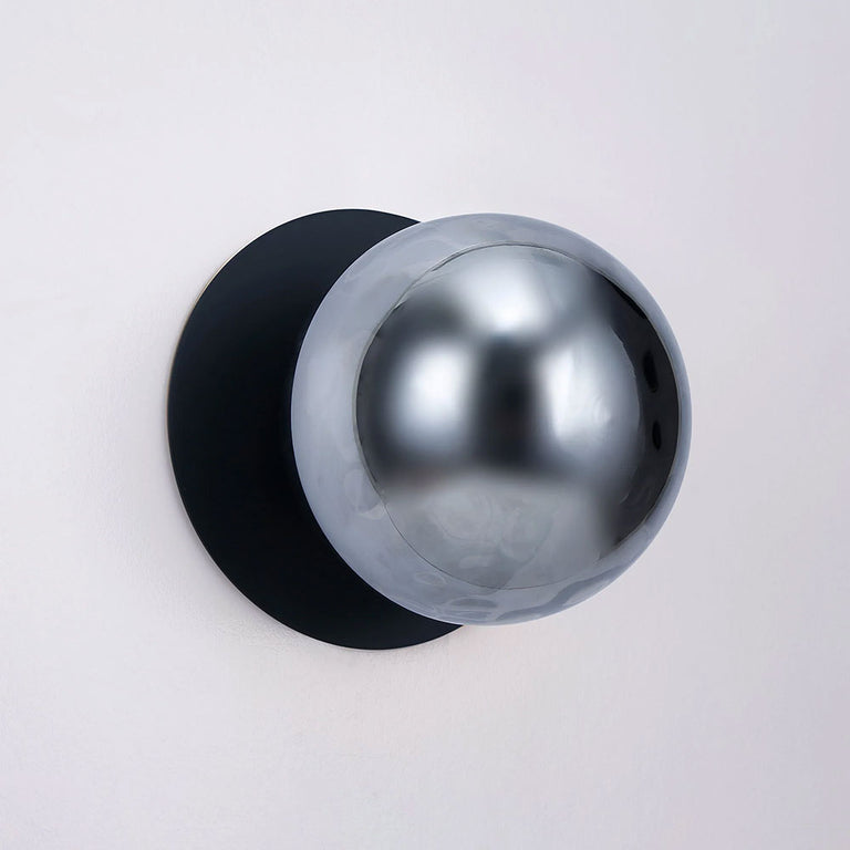 Odessa Molten Ripple Glass LED Wall Light With Black Base Large / Warm White - LM002WL023