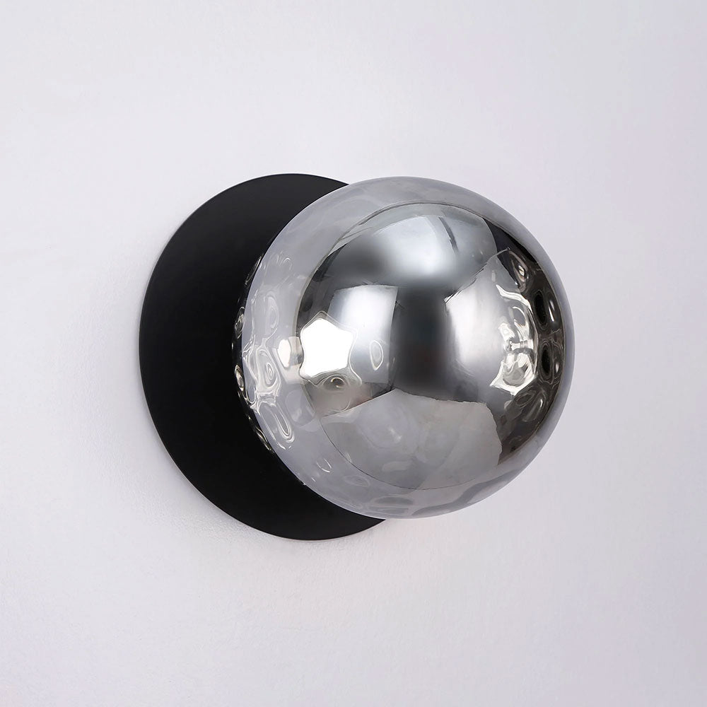 Odessa Molten Ripple Glass LED Wall Light With Black Base Large / Warm White - LM002WL023