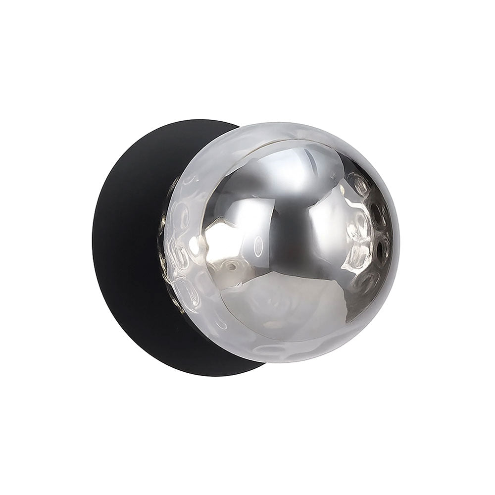 Odessa Molten Ripple Glass LED Wall Light With Black Base Large / Warm White - LM002WL023