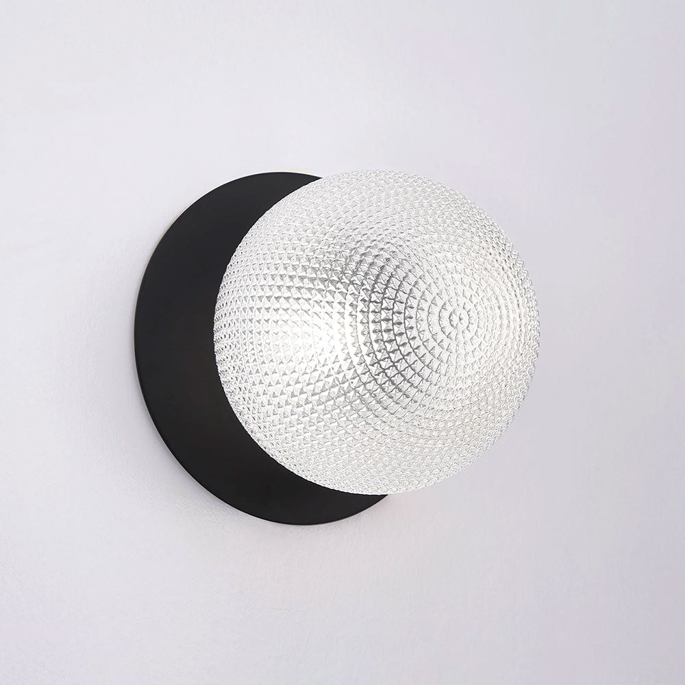 Odessa Diamond Cut Glass LED Wall Light With Black Base Large / Cool White - LM002WL064