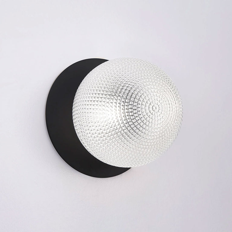 Odessa Diamond Cut Glass LED Wall Light With Black Base Large / Cool White - LM002WL064