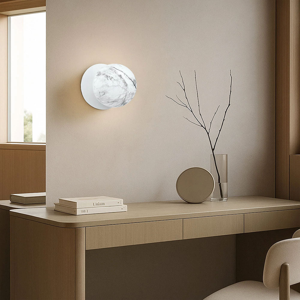 Odessa Marble Opal Glass LED Wall Light With White Base Large / Cool White - LM002WL066
