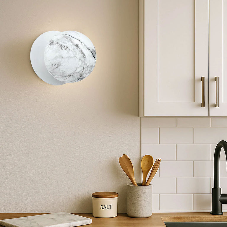 Odessa Marble Opal Glass LED Wall Light With White Base Large / Cool White - LM002WL066