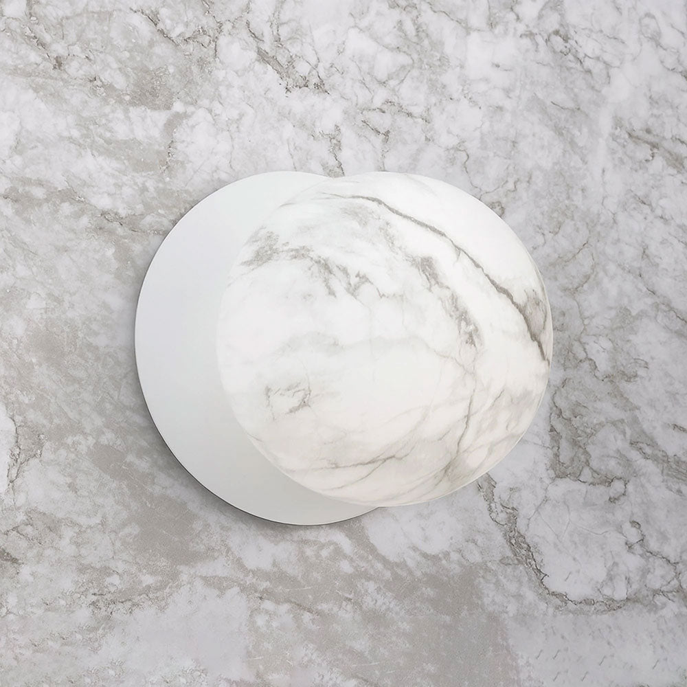 Odessa Marble Opal Glass LED Wall Light With White Base Large / Cool White - LM002WL066