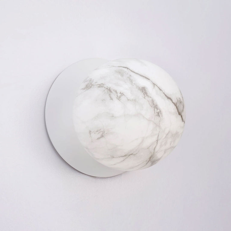 Odessa Marble Opal Glass LED Wall Light With White Base Large / Cool White - LM002WL066