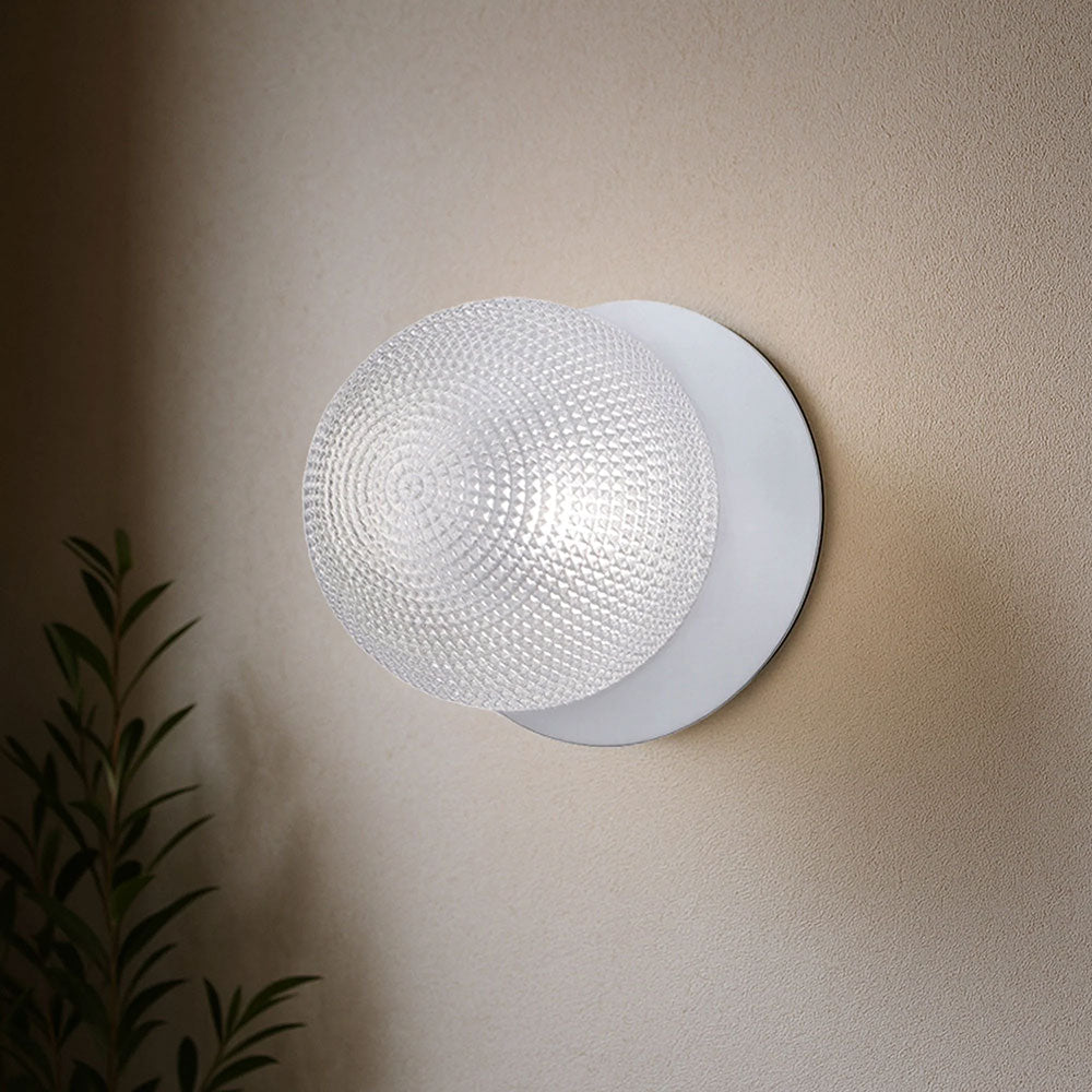 Odessa Diamond Cut Glass LED Wall Light With White Base Large / Cool White - LM002WL068