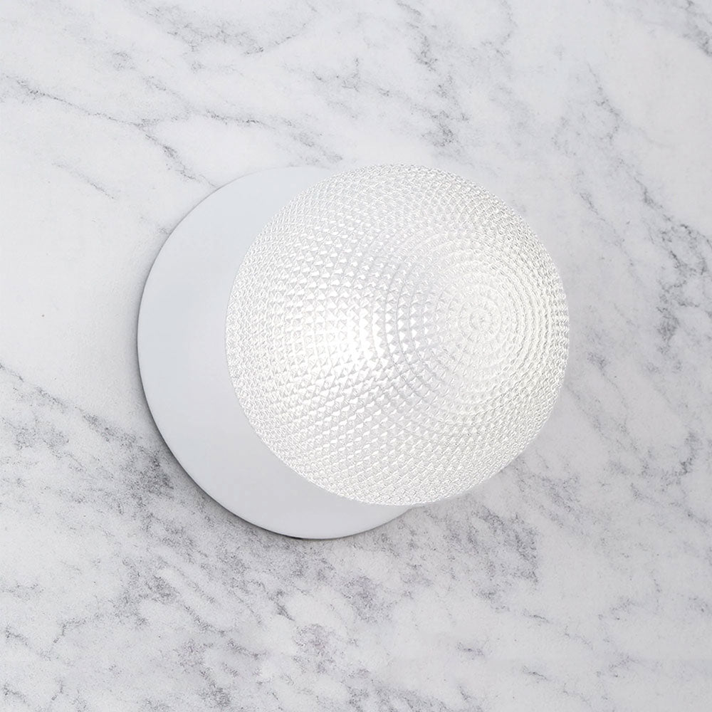 Odessa Diamond Cut Glass LED Wall Light With White Base Large / Cool White - LM002WL068