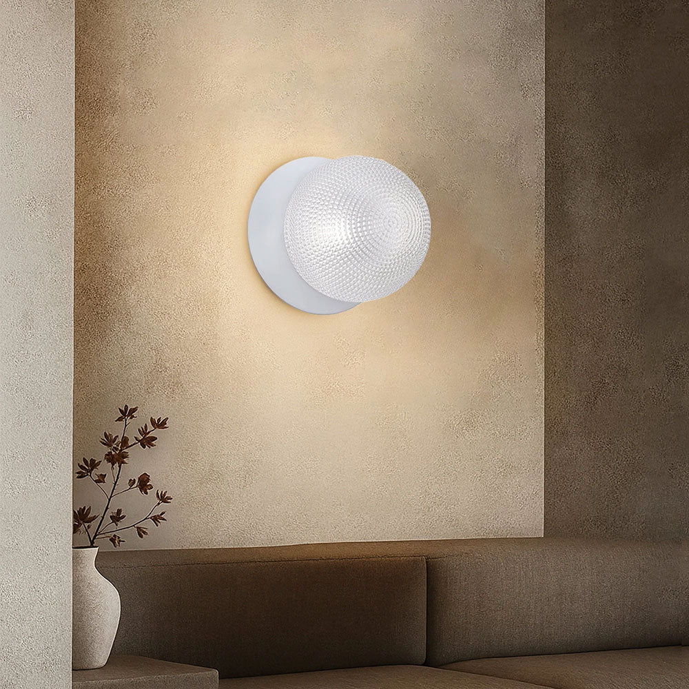 Odessa Diamond Cut Glass LED Wall Light With White Base Large / Cool White - LM002WL068