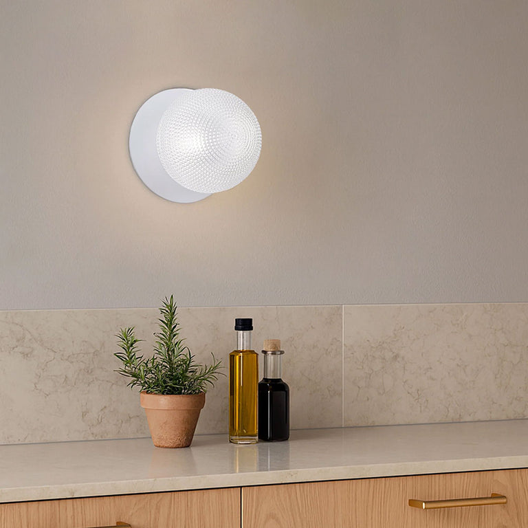 Odessa Diamond Cut Glass LED Wall Light With White Base Large / Cool White - LM002WL068