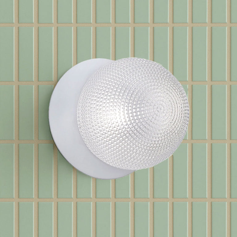 Odessa Diamond Cut Glass LED Wall Light With White Base Large / Cool White - LM002WL068