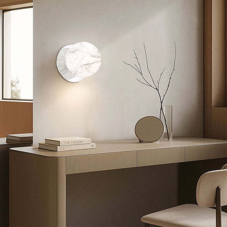 Odessa Marble Opal Glass LED Wall Light With Chrome Base Large / Cool White - LM002WL070