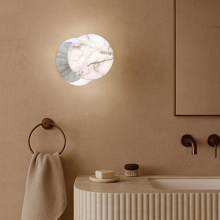Odessa Marble Opal Glass LED Wall Light With Chrome Base Large / Cool White - LM002WL070