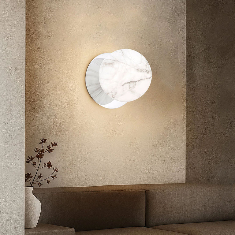 Odessa Marble Opal Glass LED Wall Light With Chrome Base Large / Cool White - LM002WL070
