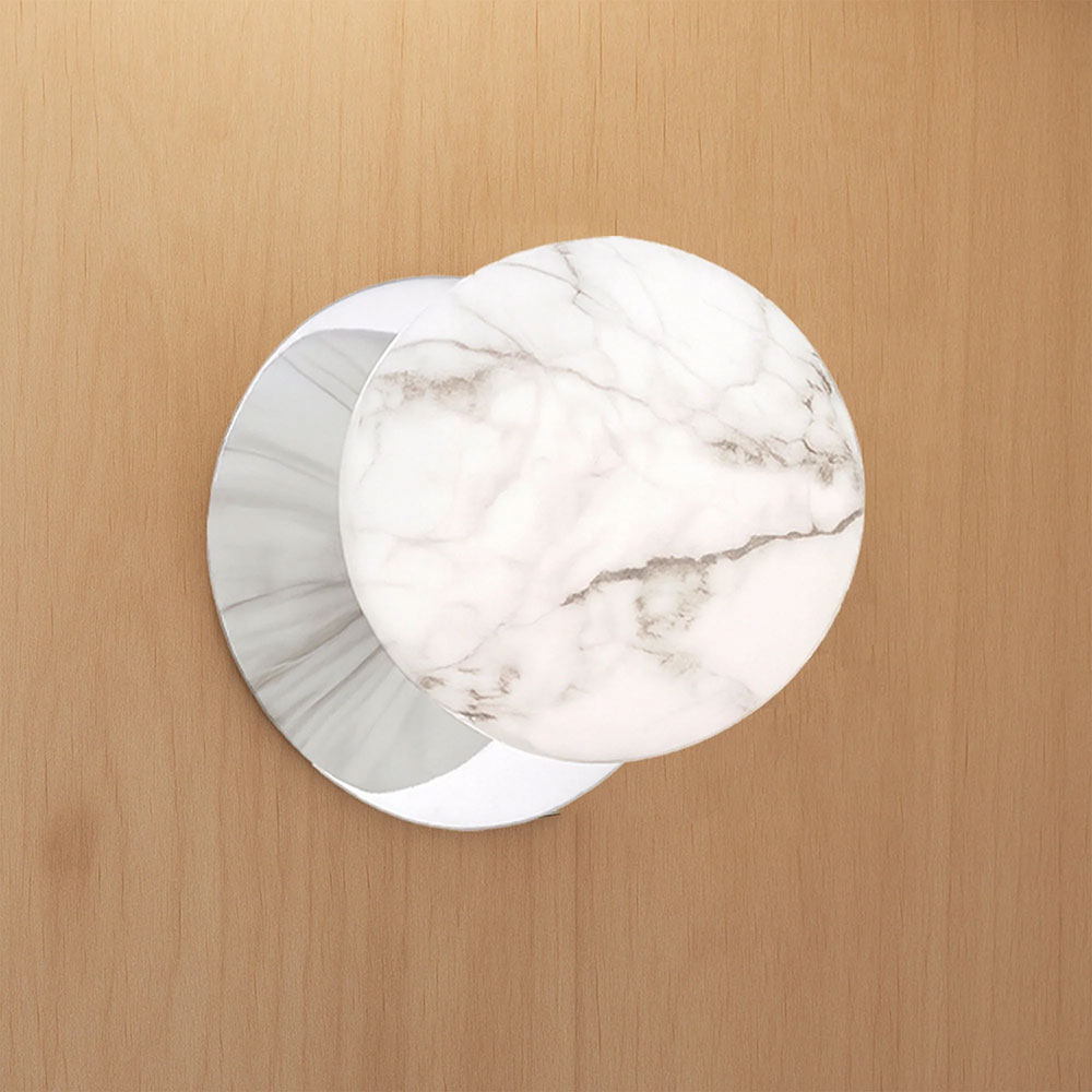 Odessa Marble Opal Glass LED Wall Light With Chrome Base Large / Warm White - LM002WL030