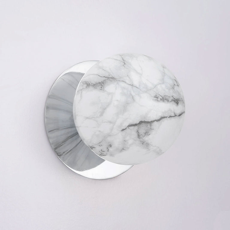 Odessa Marble Opal Glass LED Wall Light With Chrome Base Large / Warm White - LM002WL030