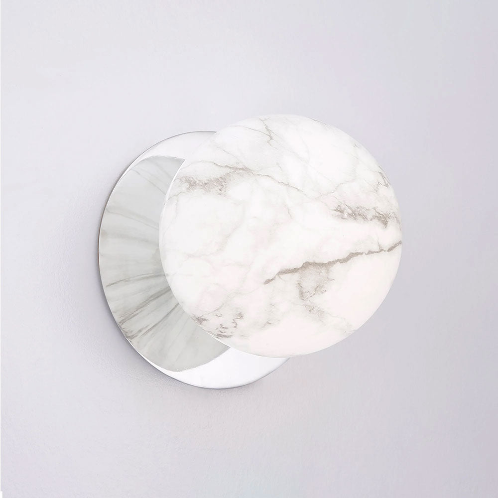 Odessa Marble Opal Glass LED Wall Light With Chrome Base Large / Warm White - LM002WL030