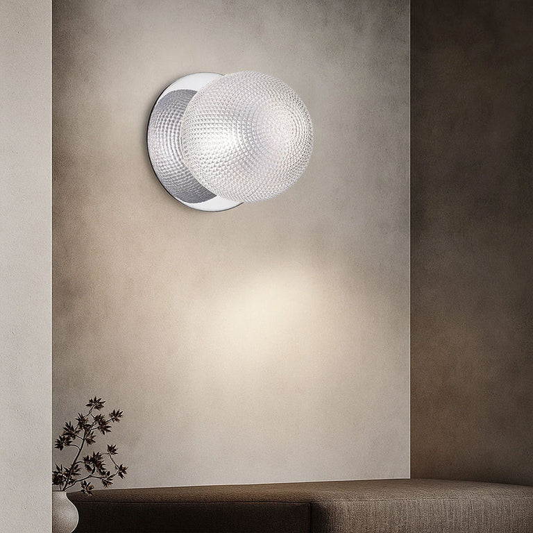 Odessa Diamond Cut Glass LED Wall Light With Chrome Base Large / Warm White - LM002WL032