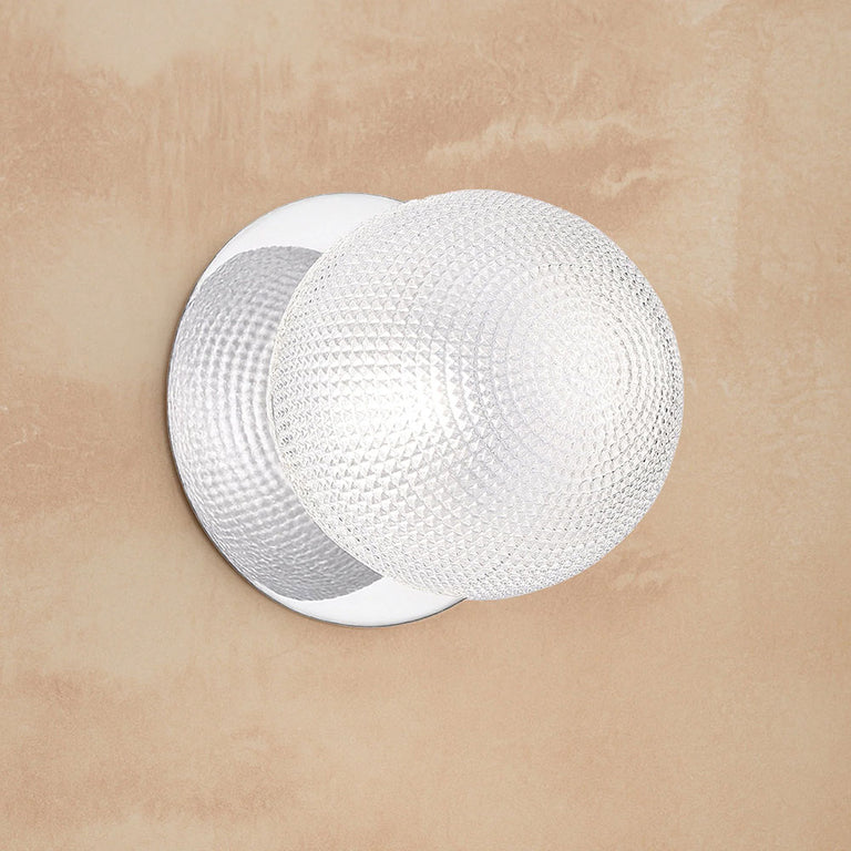 Odessa Diamond Cut Glass LED Wall Light With Chrome Base Large / Cool White - LM002WL072