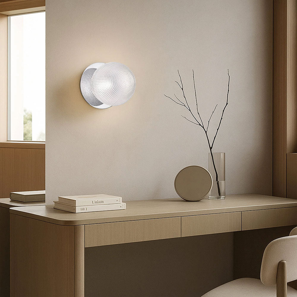 Odessa Diamond Cut Glass LED Wall Light With Chrome Base Large / Cool White - LM002WL072