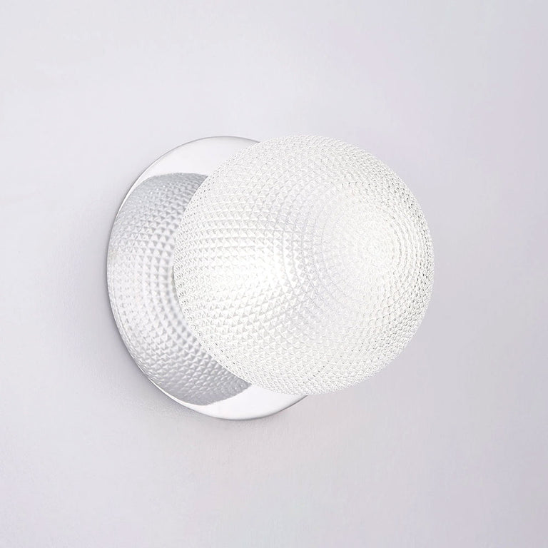 Odessa Diamond Cut Glass LED Wall Light With Chrome Base Large / Cool White - LM002WL072