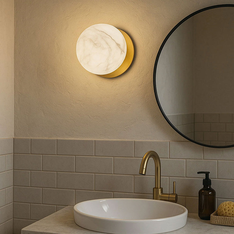 Odessa Marble Opal Glass LED Wall Light With Brass Base Large / Warm White - LM002WL034