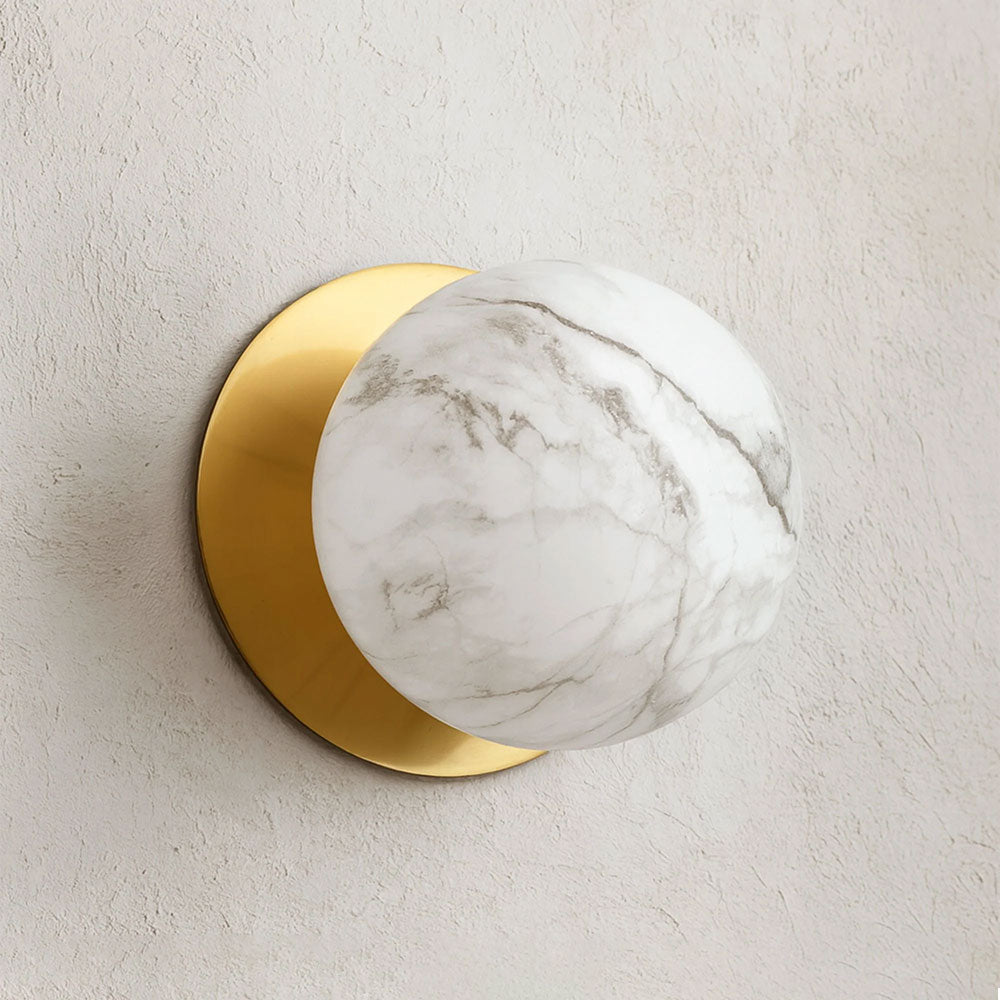 Odessa Marble Opal Glass LED Wall Light With Brass Base Large / Warm White - LM002WL034
