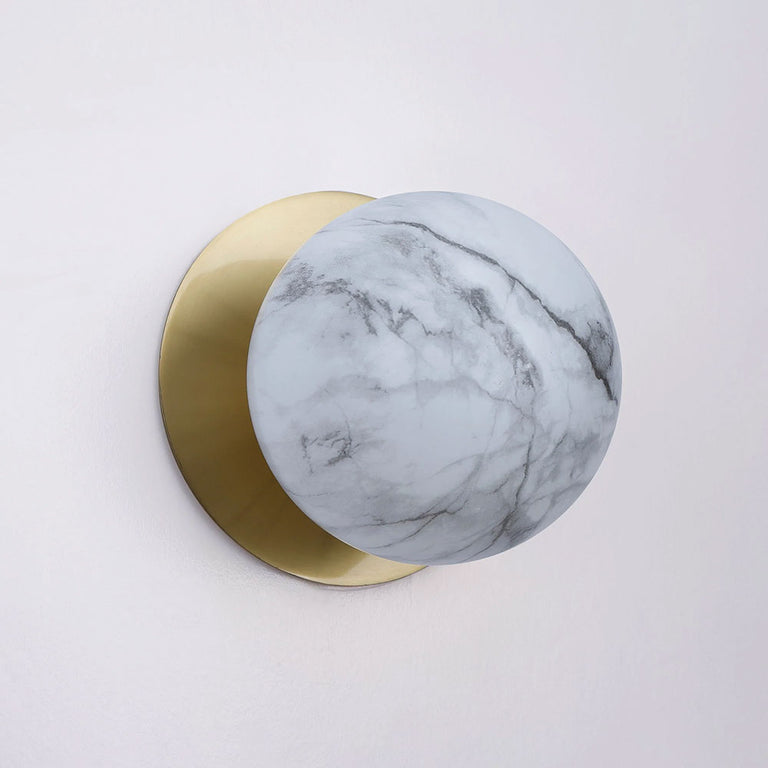 Odessa Marble Opal Glass LED Wall Light With Brass Base Large / Warm White - LM002WL034